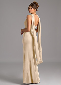 Azazie Sorrel Robes de demoiselle d'honneur Robe Sirène Convertible en velours Corset Champagne image2