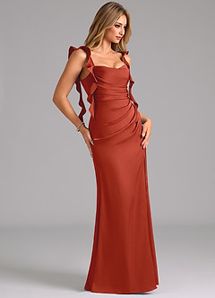 Azazie Jessamine Brautjungfernkleider A-Linie Korsett Stretch-Satin Kleid Rost image4
