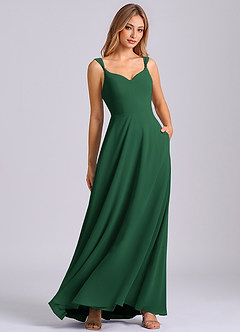 Azazie Beatrice Bridesmaid Dresses Dark Green A-Line Sweetheart Neckline Chiffon Dress image1