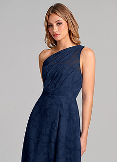 Azazie Phaedra Suknie dla druhen Linia A Jedno ramię Kwiatowe wypalenie Do ziemi Sukienka image7