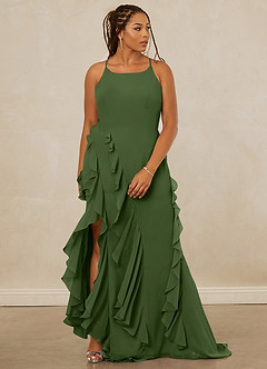 Christian Siriano Bridal for Azazie 1006 Bridesmaid Dresses Olive Mermaid Ruched Chiffon Dress image10