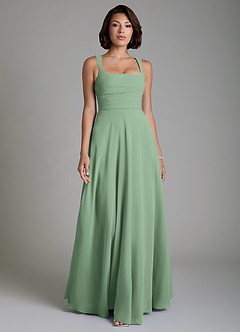 Azazie Azaria Bridesmaid Dresses Matcha A-Line Corset Chiffon Dress image1