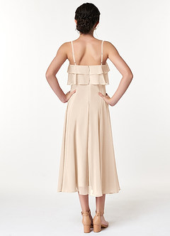 Azazie Ensley Junior White Alabaster A-Line Pleated Chiffon Dress image2