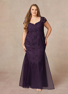 Azazie Marbella Mère de la mariée Robes Robe Sirène en Dentelle Paillettes Reine Anne Prune image8