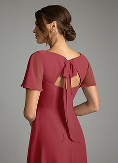 Azazie Kimber Vestidos de damas de honor Vestido de Granada de Gasa de Corte en A con Manga volante image8