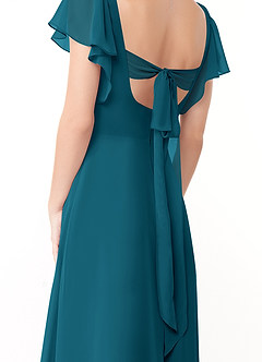 Azazie Syenna Brautjungfernkleider A-Linie Gestreift Chiffon Kleid Tintenblau image3
