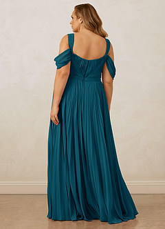 Christian Siriano Bridal for Azazie 1013 Bridesmaid Dresses Ink Blue A-Line Off the Shoulder Chiffon Dress image12
