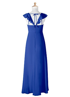 Azazie Amada Junior Royal Blue A-Line Ruched Chiffon Dress image6