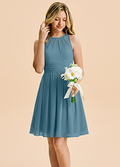 Azazie Bibiane Junior Bermuda A-Line Pleated Chiffon Dress image5