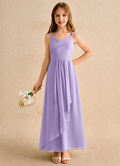 Azazie Zaida Girls Formal Sukienki dla dziewczynek sypiących kwiaty Linia A Pofałdowany Szyfon Długość kostki Sukienka image3