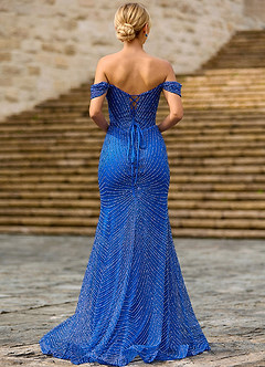 Juniper Blu Nettuno Abito da ballo in pizzo trasparente image2