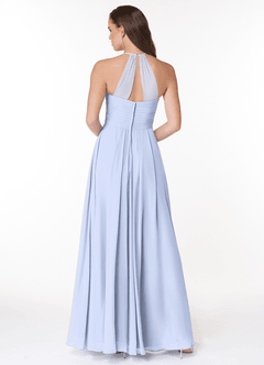 Azazie Ginger Bridesmaid Dresses Ice A-Line Halter Pleated Chiffon Dress image4