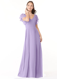 Azazie Syenna Brautjungfernkleider A-Linie Gestreift Chiffon Kleid Flieder image1