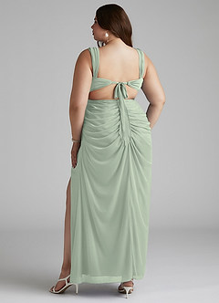 Azazie Jesaphine Bridesmaid Dresses Dusty Sage Sheath Ruched Mesh Dress image10
