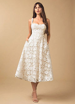 Elisa White Lace Midi Dress