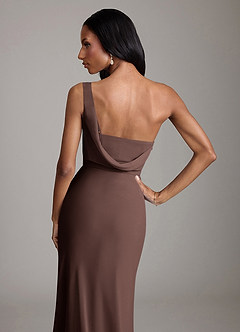 Azazie Madelyn Bridesmaid Dresses Ganache Mermaid One Shoulder Chiffon Convertible Dress image9