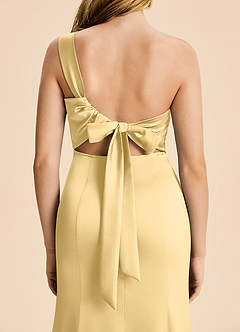 Azazie Ren Junior Butter A-Line Pleated Stretch Satin Dress image6
