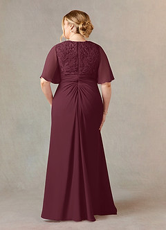 Azazie Carson Mother of the Bride Dresses Cabernet A-Line V-Neck Lace Chiffon Dress image7