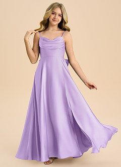 Azazie Bear Junior Lilac A-Line Sweetheart Neckline Stretch Satin Dress image1