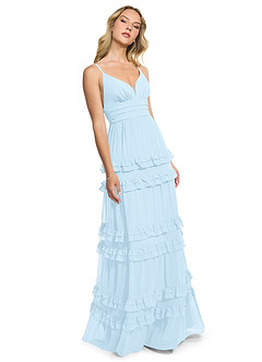 Azazie Rachel Bridesmaid Dresses Sky Blue A-Line Chiffon Dress image3
