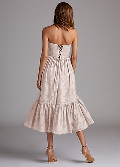 Azazie Delphina Bridesmaid Dresses Blushing Pink A-Line Strapless Floral Burnout Convertible Dress image3