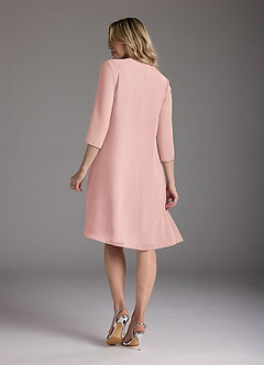 Azazie Shirley Mother of the Bride Dresses Powder Pink A-Line Scoop Pleated Chiffon Dress image3