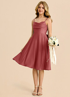 Azazie Bear Junior Antique Rose A-Line Sweetheart Neckline Stretch Satin Dress image4