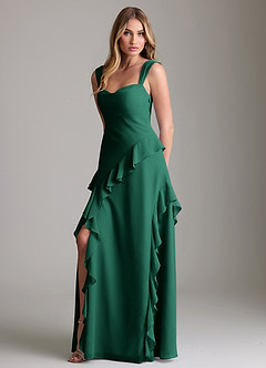 Azazie Sloane Bridesmaid Dresses Emerald A-Line Sweetheart Neckline Chiffon Dress image1