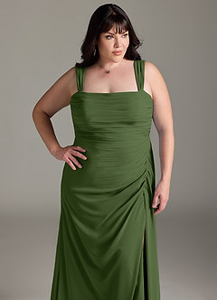 Azazie Jesaphine Bridesmaid Dresses Olive Sheath Bow Chiffon Dress image13