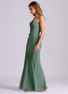 Azazie Debby Bridesmaid Dresses Eucalyptus Mermaid Strapless Chiffon Dress image4