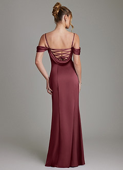 Azazie Nira Bridesmaid Dresses Merlot Mermaid Corset Stretch Satin Dress image8