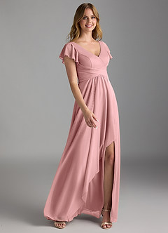 Azazie Omari Bridesmaid Dresses Dusty Rose A-Line Mesh Dress image2