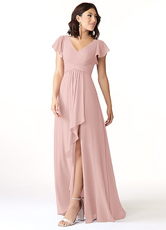 Azazie Omari Bridesmaid Dresses Powder Pink A-Line Chiffon Dress image4