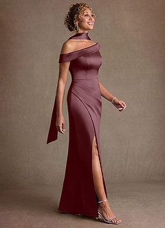 Azazie Kamala Suknie dla Matki Panny Młodej Osłona Jedno ramię Satyna elastyczna Długość podłogi Sukienka image3