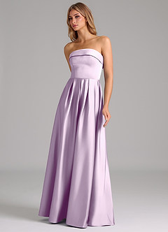 Azazie Lucienne Bridesmaid Dresses Frosted Lilac A-Line Strapless Stretch Satin Convertible Dress image6