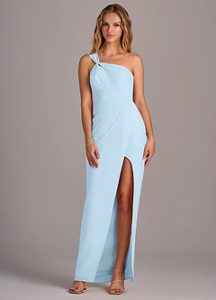 Azazie Tatianna Bridesmaid Dresses Sky Blue Sheath One Shoulder Chiffon Dress image3
