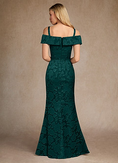 Azazie Canton Mother of the Bride Dresses Pine Mermaid Off the Shoulder Floral Burnout Dress image4