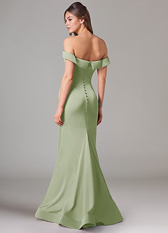 Azazie Everly Bridesmaid Dresses Dusty Sage Mermaid Off the Shoulder Stretch Satin Convertible Dress image5