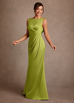 Azazie Baltimore Mère de la mariée Robes Robe Trapèze en Satin extensible Plissée Citronnelle image3