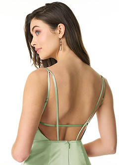 Azazie Kae Final Sale Champagne Sheath Metallic Satin Dress image5