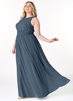 Azazie Harper Bridesmaid Dresses Neptune A-Line Pleated Chiffon Dress image8