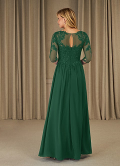 Azazie Mirielle vestidos de madre de la novia Vestido de Verde Oscuro de Gasa de Corte En A con Encaje Scoop image2