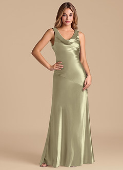 Azazie Rylina 신부 들러리 드레스 인어 메탈릭 새틴 바닥 길이 드레스 image3