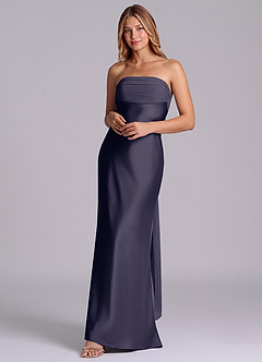 Azazie Ailanie Brudtärnklänningar Klä av Tubklänning i Stretch Satin Axelbandslös Stormig image3