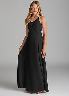 Azazie Davis Junior Vestido de Negro de Gasa de Corte En A image3