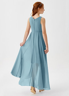 Azazie Lizette Junior Moody Blue A-Line Pleated Chiffon Dress image2