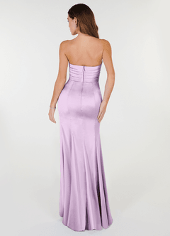Azazie Yola Bridesmaid Dresses Frosted Lilac Sheath V-Neck Pleated Stretch Satin Convertible Dress image5