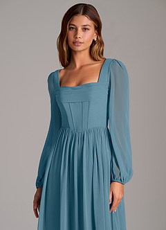 Azazie Maree Robes de demoiselle d'honneur Robe Trapèze en Mousseline de soie Corset Bermude image7