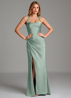 Azazie Serenity Bridesmaid Dresses Agave Mermaid Sweetheart Neckline Stretch Satin Dress image5