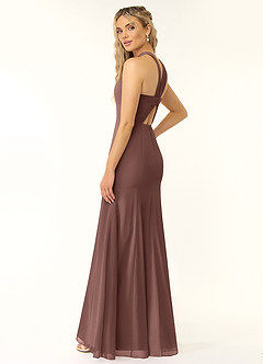 Azazie Rue Bridesmaid Dresses Espresso A-Line Halter Chiffon Dress image4